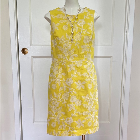 Cotton Embroidered Floral Brocade Sheath Dress - Picture 1 of 13
